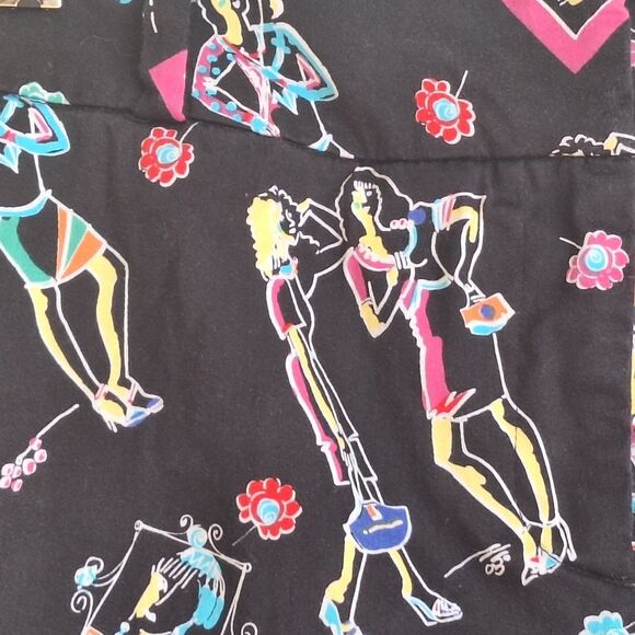 ATTYRE NY Colorful Skort 8P Black with Brite Multi Retro Fun City Ladies Print - Picture 3 of 16